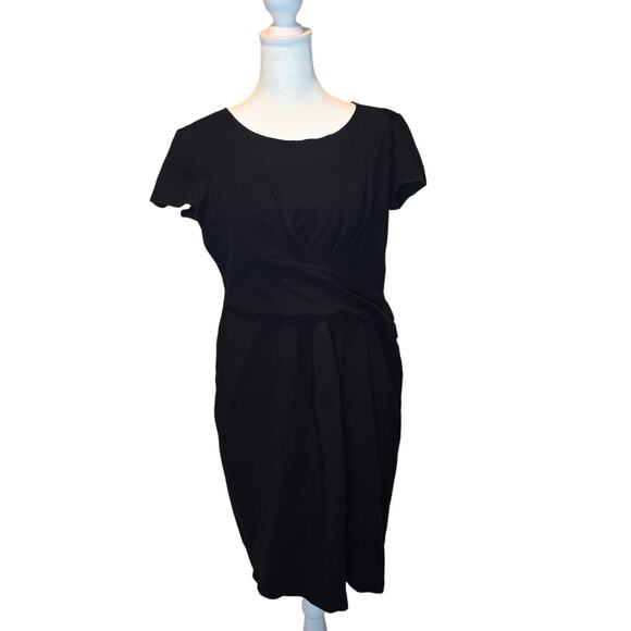EMPORIO ARMANI Women's Cap-Sleeve‎ Gathered Waist Milano Dress Black IT50 US14 - Picture 3 of 8